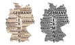 © danlersk - Sketch Germany letter text map, Federal Republic of Germany - in the shape of the continent, Map Germany - black and brown vector illustration