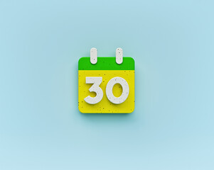 Aufkleber - calendar date icon isolated on pastel blue background. minimal symbol. 3d rendering