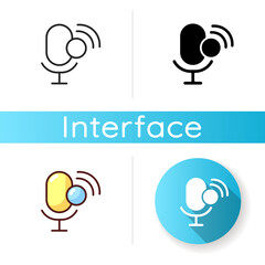 Sticker - Voice assistant app icon. Intelligent personal assistant. Conversational interactions. Voice commands and searching. Software agent. Linear black and RGB color styles. Isolated vector illustrations