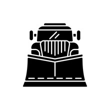Snow Blades For Trucks Black Glyph Icon. Snow Plow Winter Service. Cleaning Streets From Winter Weather. Tools For Huge Cars. Silhouette Symbol On White Space. Vector Isolated Illustration