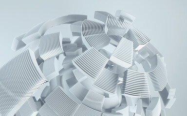 Wall Mural - 3d render of abstract deatailed shape. Dynamic futuristic background.