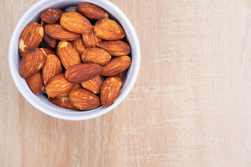 .Almond seeds for health on the table