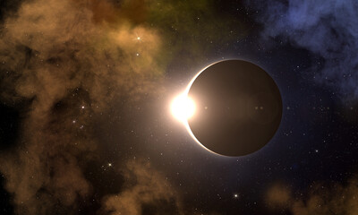 Wall Mural - solar eclipse. galaxy and nebula. elements of this image furnished by nasa.
