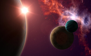 Wall Mural - planets in deep space. elements of this image furnished by nasa.