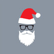 © Mirgunova - Cute Hipster Santa Claus icon Christmas and New Year vector illustration.