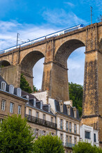 Morlaix With Its Viaduct In The Background, Brittany, France
