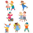 © Happypictures - Funny Kids Dancing and Moving to Music Vector Set