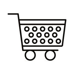 Poster - shopping cart plastic supermarket line style icon