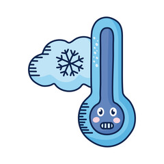 Sticker - thermometer with snowscape kawaii weather comic character