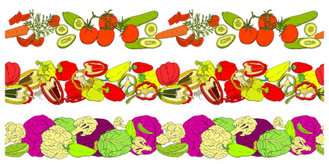  Vector seamless pattern with different fresh vegetables isolate on white