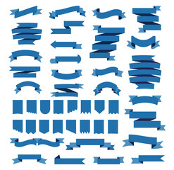 blue ribbons, pennant flag set vector. colorful labels, price tags, banners for bookmark, vintage ri