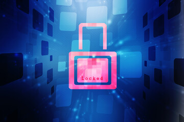 Poster - 2d illustration Safety concept: Closed Padlock on digital background
