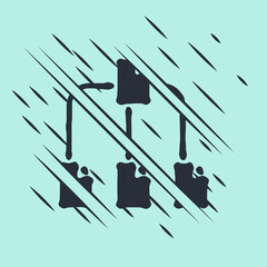 Aufkleber - Black Folder tree icon isolated on green background. Computer network file folder organization structure flowchart. Glitch style. Vector.