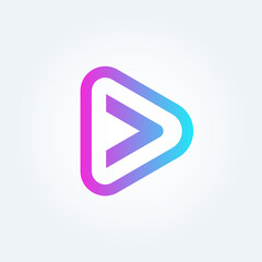 Aufkleber - Check colorful icon, play abstract button, letter V logo concept, isolated vector illustration