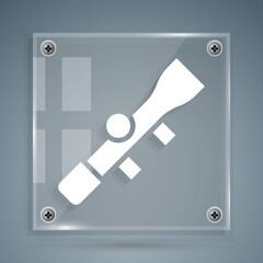 White Sniper optical sight icon isolated on grey background. Sniper scope crosshairs. Square glass panels. Vector.