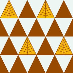Poster - Seamless geometric pattern with the image of Christmas trees, triangles. Vector design for web banner, business presentation, brand package, fabric, print, wallpaper.
