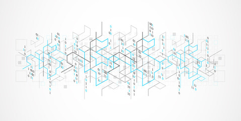 Vector illustration. Digital binary technology and engineering background.