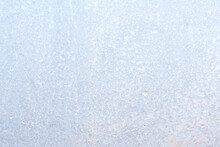 Graceful Expressive Winter Natural Background, Macro Texture. Copy Space. Frosty Pattern On Winter Window Glass