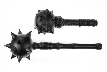 Wall Mural - ancient black mace isolated on white background