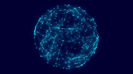 Poster - blue sphere consisting of points and lines. modern wireframe elements. technology grid sphere. 3d re