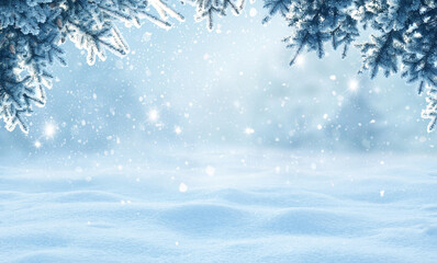 Wall Mural - winter christmas background with fir tree branch .merry christmas and happy new year greeting card w