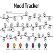 Mood tracker calendar. Year in pixels, Mood Planner, Feelings Tracker. Vector illustrations