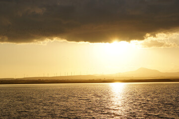 Sunset by lake