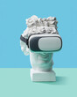 © Yaroslav Danylchenko/Stocksy - Antique statue head wearing in 3D glasses.