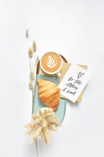 Greeting Card With Coffee And Croissant.
