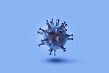 Flying 3D Model Of Coronavirus Bacteria.
