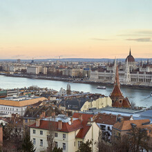 Cityscape Of Historical Part And River Danube In Budapest, Hungary.