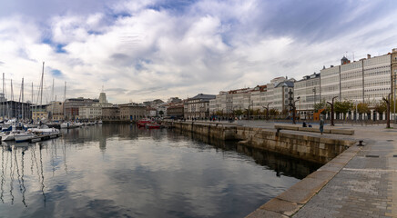 Sticker - yacht harbor and marina in downtown La Coruna