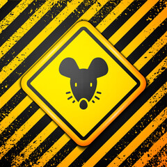 Poster - Black Experimental mouse icon isolated on yellow background. Warning sign. Vector.