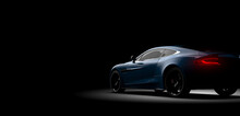 Blue Generic Sport Car On A Dark Background