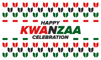 Kwanzaa Happy Celebration. African and African-American culture holiday. Seven days festival, celebrate annual from December 26 to January 1. Black history. Poster, card, banner and background. Vector