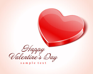 Wall Mural - Happy valentines day card design and red shiny heart vector background