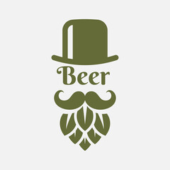 Poster - Beer logo with man beard - beer hop and hat