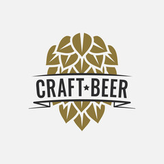 Canvas Print - Craft beer logo with beer hop on white background