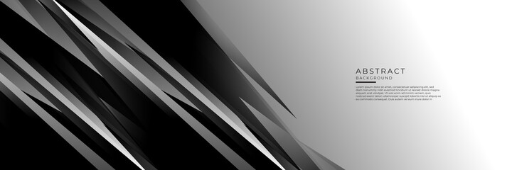 Realistic black combine with grey white silver and black line textured overlap layer background for wide banner