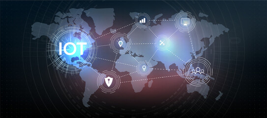 Internet of things (IoT) and networking concept for connected devices. Digital Network Connections, The concept of connecting devices using IOT technology. ICT (Information Communication Technology)