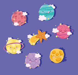 Sticker - planet star sun space adventure galaxy cute cartoon icons