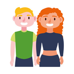 Sticker - young couple avatars characters icon