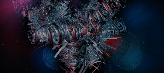 3d illustartion of science technology concept. communication network