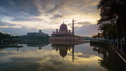 Wall Mural - Footage of timelapse reflection of the mosque.