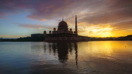 Wall Mural - Footage of timelapse reflection of the mosque.