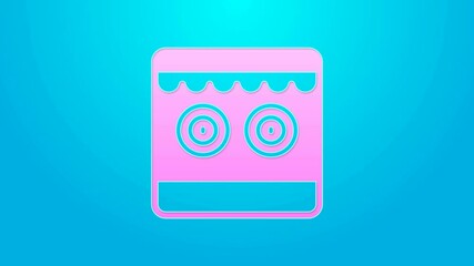 Poster - Pink line Shooting gallery icon isolated on blue background. 4K Video motion graphic animation