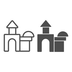Aufkleber - Castle of blocks line and solid icon, kid toys concept, Wooden block building game sign on white background, brick house icon in outline style for mobile concept and web design. Vector graphics.