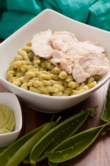 Poster - green pea pasta with grilled chicken