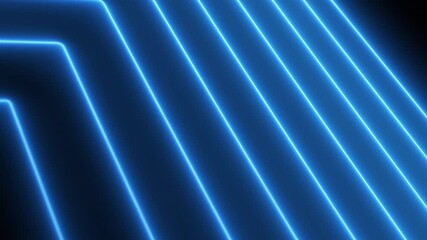 Poster - Abstract background of blue glowing neon lines. Seamless