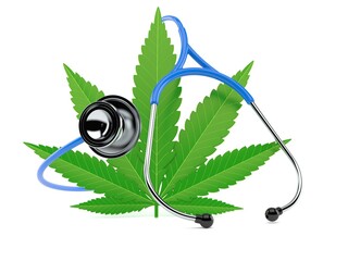 Sticker - Cannabis leaf with stethoscope